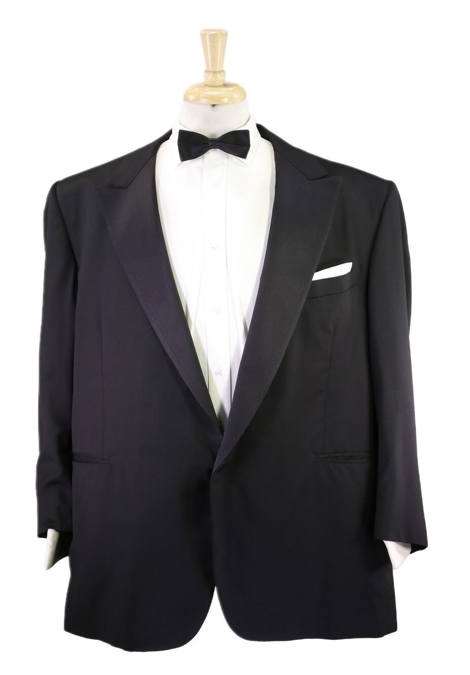 Oxxford Black 1-Btn Peak Lapel Tuxedo Formal Wedding Super 150's Wool Suit 50R